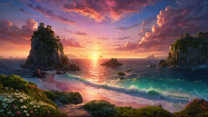Sunset Coastline Desktop Background — Sunsets & Sunrises wallpaper