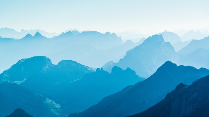 Layered Blue Mountain Silhouettes 4K Wallpaper — Nature wallpaper