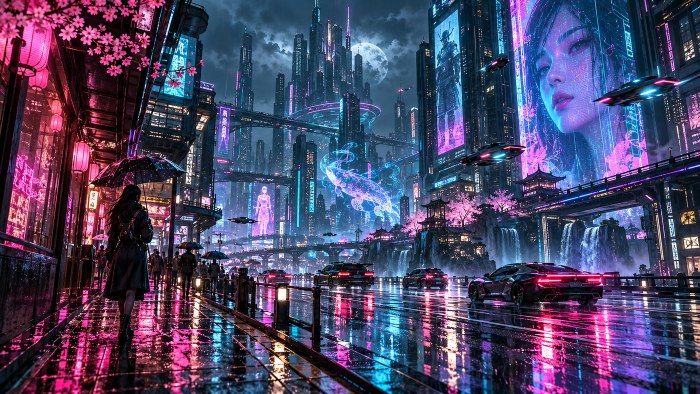 Rainy Neon Metropolis 4K Wallpaper — City wallpaper
