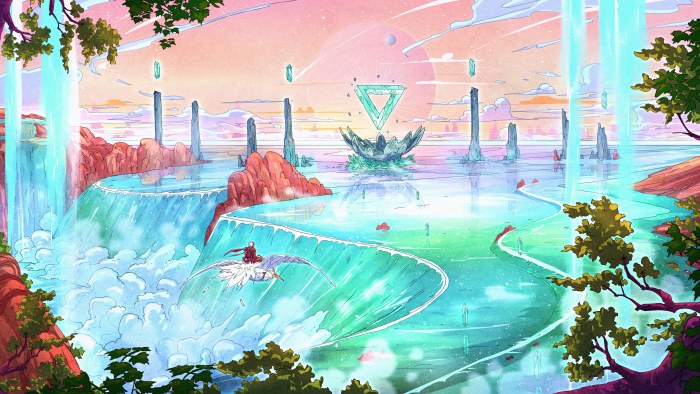 Dreamlike Turquoise Waterfalls — Surreal wallpaper