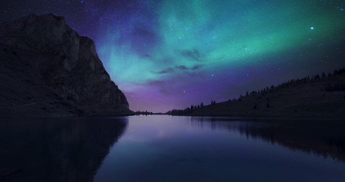 Moody Star Trails with Lake — Night Sky wallpaper