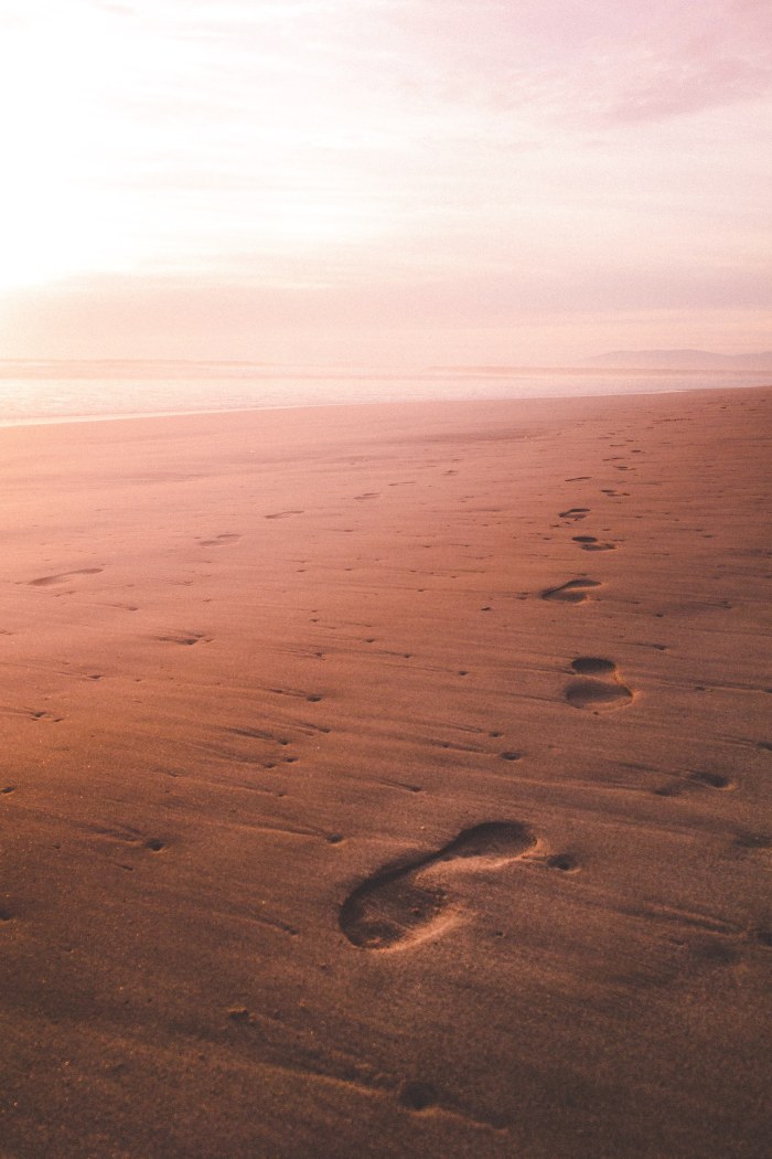 Footprints in Red Sand — Ocean & Beach wallpaper
