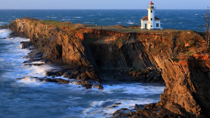 Lighthouse on Rugged Sea Cliffs — nature wallpaper